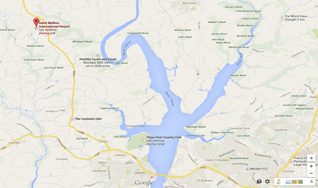 Click For Google Map To St Mellion